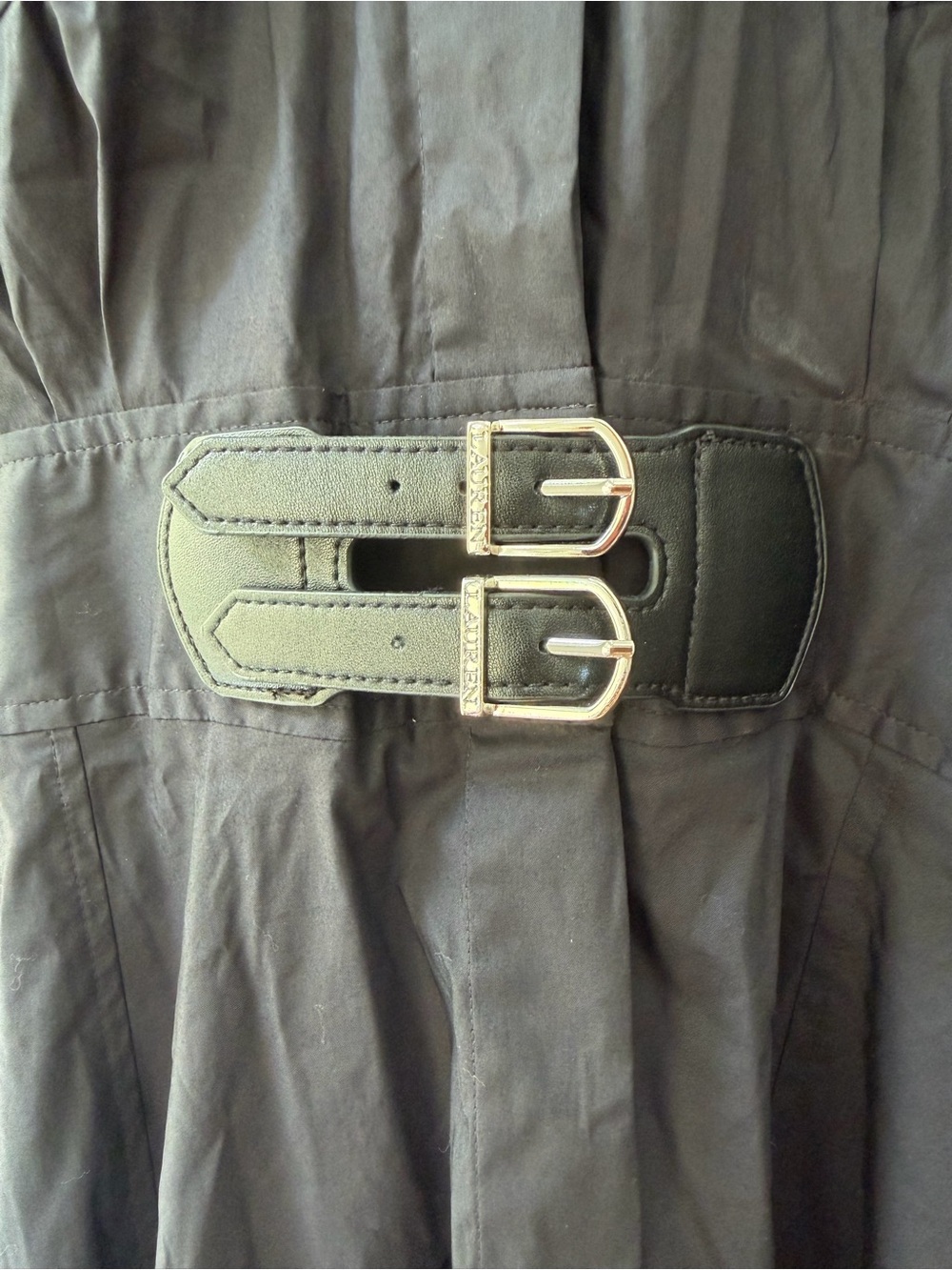 Lauren Ralph Lauren Women's Buckle-Trim Cotton-Blend Shirtdress Size 12 - Picture 5 of 10
